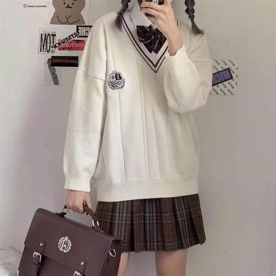 China Preppy Anti-wrinkle Autumn V-neck Sweater Student Sweater for sale