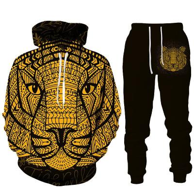 China Breathable 3D printing plus size printing pants men's pullover hooded sweater suit custom wholesale for sale