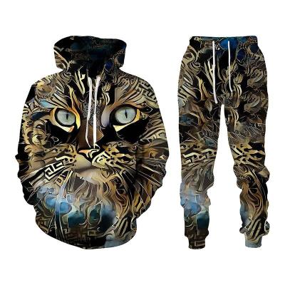 China Autumn fashion 3D custom plus size pants hooded spring and sweater men's digital long-sleeved suit anti-pilling for sale