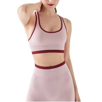 China New Breathable Soft Color Contrast Comfortable Sports Fitness Ladies Mesh Bra for sale