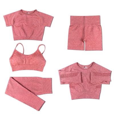 China Women's Yoga Suit Four Seasons Color Breathable Farm Sports Fitness Breathable Five-Piece Set Supports LOGO Customization for sale