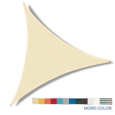 China Outdoor Patio 3.6x3.6x3.6m Ready to Ship Customized Outdoor Triangle HDPE Shade Sail in Beige for sale