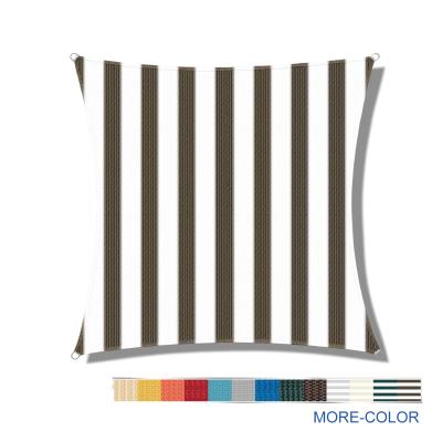 China Outdoor Patio 8'x8 Square Canvas Stripe Sun Shade Sail For Garden for sale