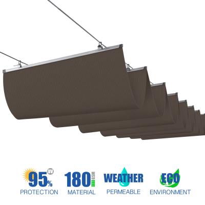 China Outdoor Patio 7' 16' Brown Retractable Slide On Wire Canopy Shade Cover Wave Sail For Pergola for sale