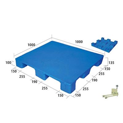 China No.7 single sided 1000x1000x135mm nine feet HDPE plastic pallet flat surface Kunststoffpalette for sale