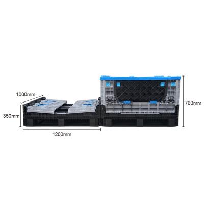 China Euro 610L Single Sided Folding Folding Plastic Pallet Container Reusable Pallet Box for sale