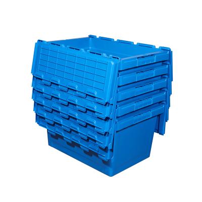 China Stackable Solid Box Storage Attached Lids Plastic Turnover Box Crates for sale