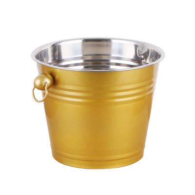 China Sustainable Colorful Stainless Steel Ice Bucket Beer Bucket With Handle for sale