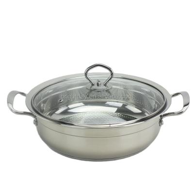 China Stocked 28cm Stainless Steel Hot Pot For Induction Cooker Pot for sale