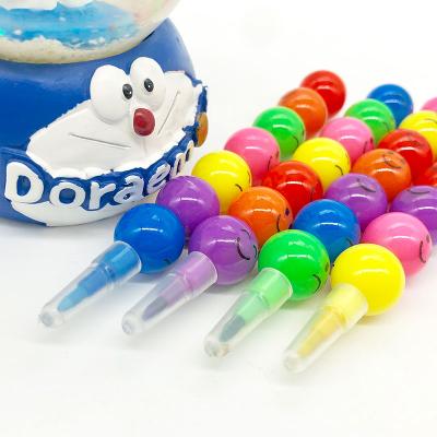 China Maxwri Plastic Creative Multicolor Wax Crayon Stackable And Detachable Smile Face Stacking Pencil For Kids Graffiti Drawing MW-B3503 for sale