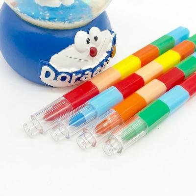 China Maxwri Plastic Creative Multicolor Wax Crayon Non-Toxic Stackable And Detachable Stacking Crayon For Kids Graffiti Drawing Toy MW-B3505 for sale