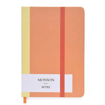 China Hardcover Orange and Yellow Colorblock Classic Lined Notebook Custom A5 Notebook for School Office Stationery for sale