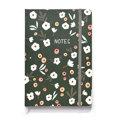 China Floral Hardcover Journal Personalized Notebook Gold Stamping Foil A5 Notebooks and Journals with Elastic Band for School Office for sale