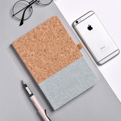 China Wholesale Quality Personalized Vegan Two Tone Hardcover Excellent A5 Cork Cover Notebook With Pen Loop For Office School Stationery for sale