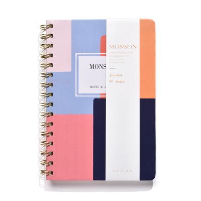 China Wholesale New Design Spiral Patchwork Personalized Custom Spiral Notebook Cover A5 Notebook With Elastic Band For Office School for sale