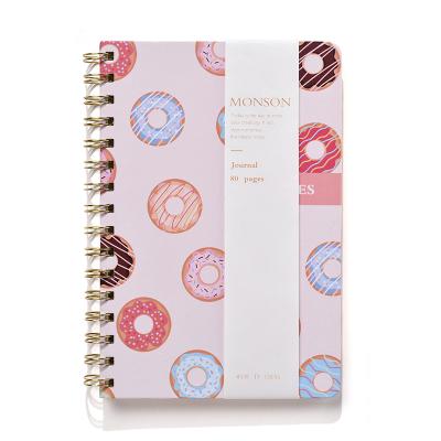 China Spiral Donuts Design A5 Cover Custom Notebook Personalized Spiral Notebook with Elastic Band Closure for School Office Stationery for sale