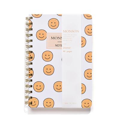 China Fashion Design Custom Spiral Notebook A5 Smile Personalized Spiral Notebook with Elastic Band Closure for Office School Stationery for sale