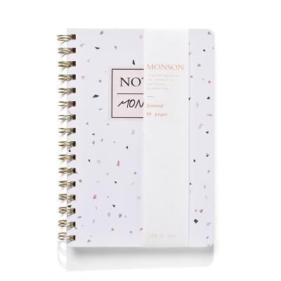 China Fashion Design Spiral Notebook Excellent Quality Terrazzo Cover A5 Custom Spiral Notebook With Elastic Band For Office School for sale