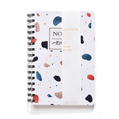 China Custom Design Terrazzo Cover Premium Spiral Journal A5 Hardcover Book Personalized A5 Spiral Notebook for School Office Stationery for sale