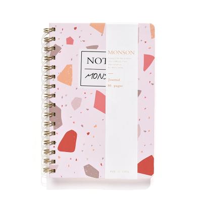 China Notebooks and Journals Terrazzo Design Spiral Neat Classic Lined A5 Spiral Notebook with Elastic Band for School Office Stationery for sale