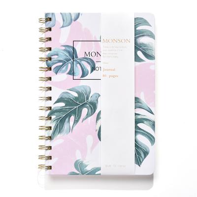 China Floral Design Spiral Notebook Custom Classic Lined Dot Square A5 Spiral Notebook with Elastic Band for School Office Stationery for sale