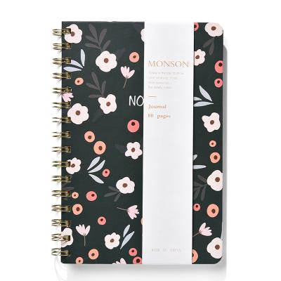 China Custom Printed Spiral Gold Foil Craft Journal Premium Personalized A5 Spiral Notebook with Elastic Band for School Office Stationery for sale