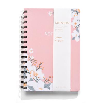 China Floral Design Spiral Notebook Custom Printed Hardcover Premium Notebooks and Journals with Elastic Band for School Office for sale