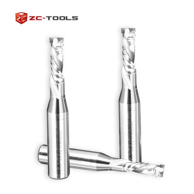 China High Performance Process Double Flutes CNC Router Bit Woodworking Compression Carbide Spiral End Mill for sale