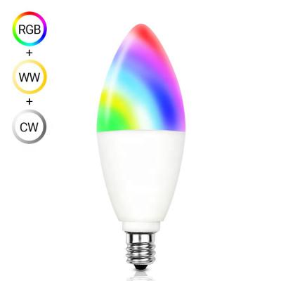 China Amazon Alexa Google Home IFTT E27 E12 Smart WiFi LED RGBCW Variable Color Changing Bulb Compatible With Amazon Alexa And Google Home Hub No Required for sale