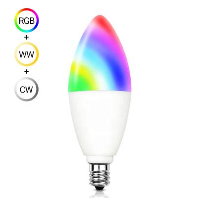 China Amazon Alexa Google Home IFTT Amazon vintage 5W E14 4000k wifi rgbw candle tuya smart light bulb colorful clear dimmable smart led tuya life bulb for sale