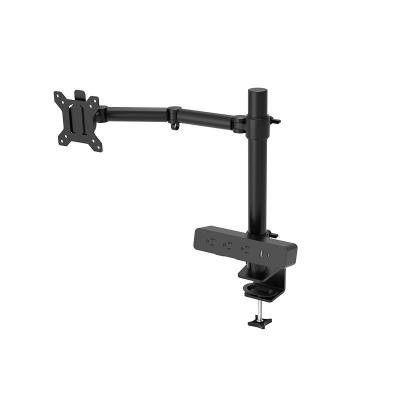 China Computer Notebook Laptop New Arrival Adjustable Screen Monitor Single Arm Stand with Power Strip for sale