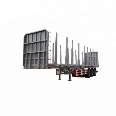 China Tri Axles Haul Trailer Truck Dump Stake Trailer Widely Used Heavy Flat Load Platform Cargo Flatbed Semi Truck Trailer With Wood Side for sale