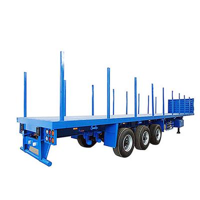 China Truck Trailer CNTS 3 Axles Haul Wooden Log Timber Cargo Trailer Flatbed Semi Trailer for sale