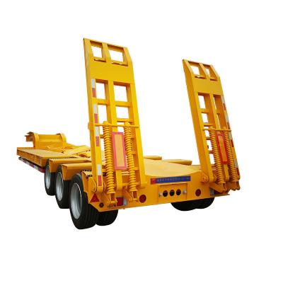 China 4 Axles Low Bed Platform Container Gooseneck Transport Semi Trailer Flatbed Excavator Truck 3 Trucks 3 Trucks 100 Ton Lowbed Truck Trailers for sale