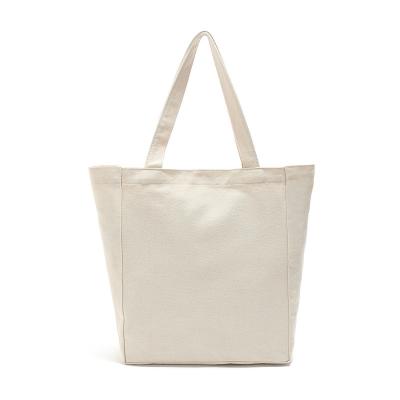 China Eco-friendly Wholesale OEM Natural Organic Reusable Cotton Canvas Tote Grocery Shopping Bag Canvas Bag for Travel Beach for sale