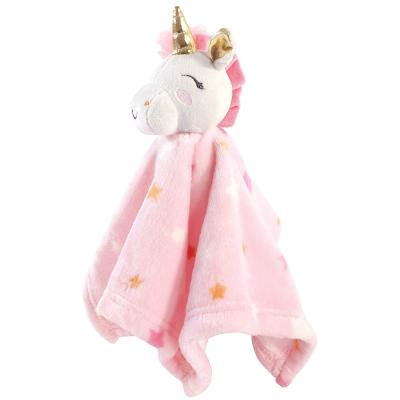 China Custom Pink Unicorn Security Blanket Toy For Newborn Baby Bedtime Push Plush Stuffed DouDou Toy Plush Unicorn Comforter Animal Blanket for sale