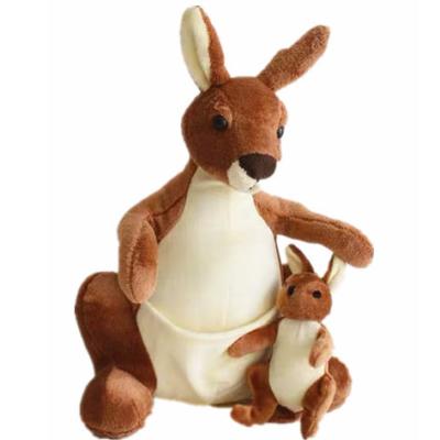 China Custom plush logo stuffed and soft plush kangaroo kangaroo plush toy with baby kangaroo plush toy for sale