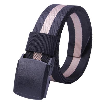 China Nylon Male Tactical Belt Men's Automatic Belt IRON Buckle Canvas Cloth Fabric Military Waist Belts for sale