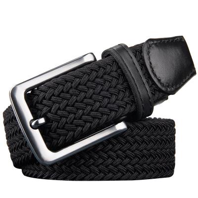 China New fashion outdoor unisex alloy non-porous leather elastic belt for sale