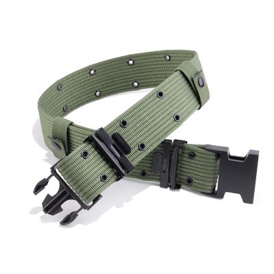 China Heavy Duty Nylon Fabric Webbing IRON Mens Tactical Belt With Brass Hardware for sale