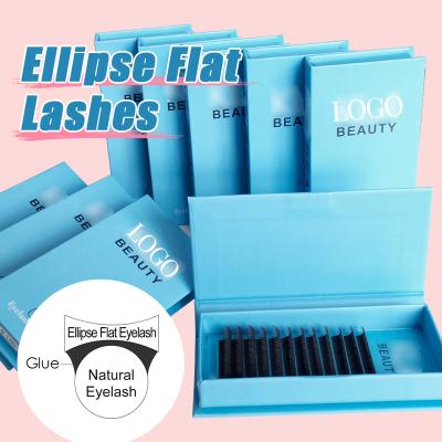 China Different Ellipse Premium Softer Dark Eyelash Extensions 0.15 Soft Matte Flat Eyelash Extension 0.20 Flat Matte Ellipse Lashes for sale