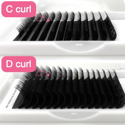 China Full volume c cc d different mix 18-25mm curl dual density eyelash extensions whip trays volume dark matte cashmere lash extensions for sale