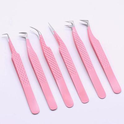 China Wholesale Individual Pink Factory Logo Eye Lash Tools Tweezers Custom Made Eyelash Extension Cashmere Volume Eyelash Extensions for sale