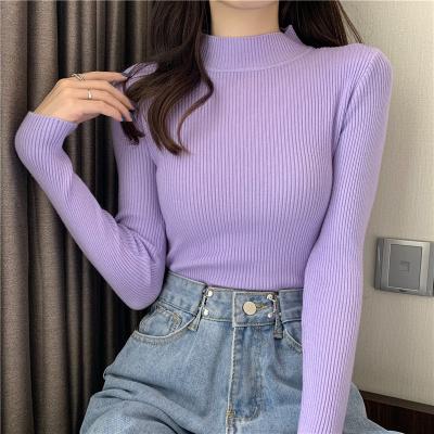 China 2022 Autumn Winter New Style Common American Adult Anti-wrinkle Thick Line Custom Made Cloth Long Sleeve Turtle Neck Sweater For Women for sale