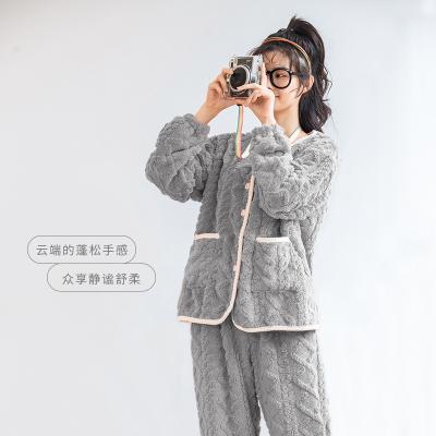 China QUICK DRY Home Wear Women's Soft 2 Piece Jacket Knit Sweater Suitable Ladies Home Wear Suits Casual Women Pajamas Sleepwear Nightgowns for sale