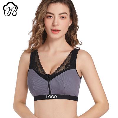 China QUICK DRY Women's Light Padded Cup Bra Full Coverage Bralette Unlined Bra Front Zipper Wireless Push-Up Bra for sale