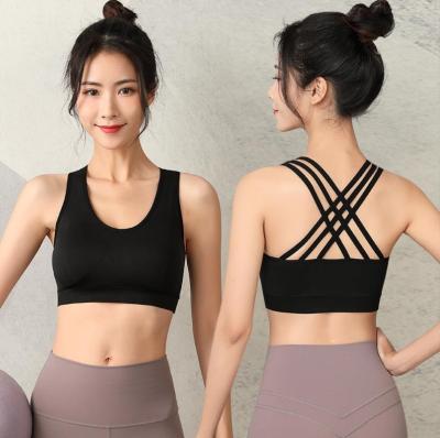 China Women's Breathable Strappy Sports Bra Sexy Criss-Cross Back High Support Padded For Yoga Home Workout for sale