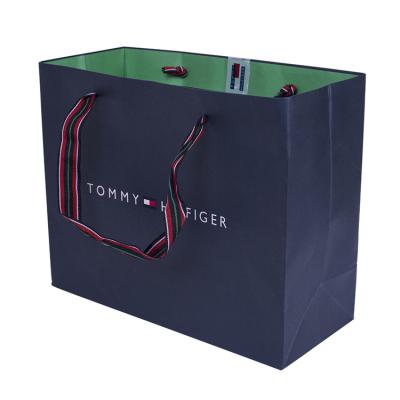 China Recyclable Cheap Luxury Paper Bag Gift Bags With Ribbon Handles Custom Printed Luxury Gift Paper Shopping Bag for sale