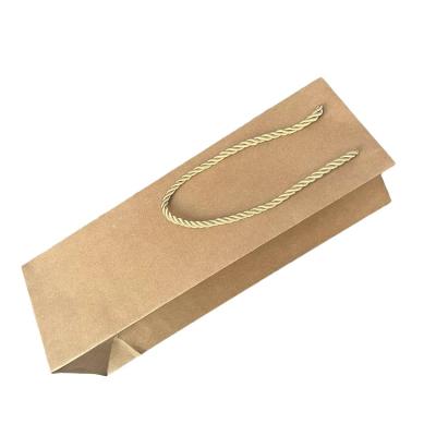 China Handmade wholesale custom logo wine gift bag brown kraft paper bags eco-friendly wine paper bag for sale