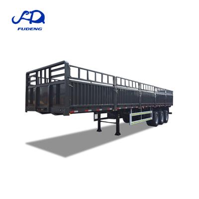 China Truck Trailer Fence Trailer Fudeng 3 Axle 60 Axle 4 Ton Fence Semi Trailer Side Wall Barrier Cargo Trailer For Sale for sale